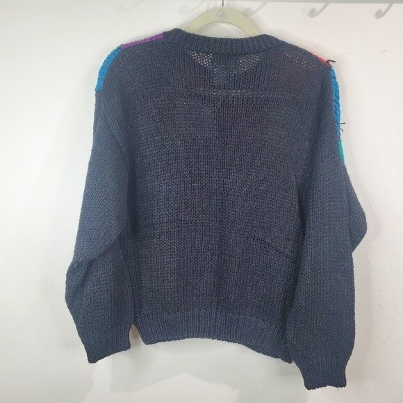 J.J.Fargo color block vintage hand knitted 80s sweater size medium - Picture 5 of 5